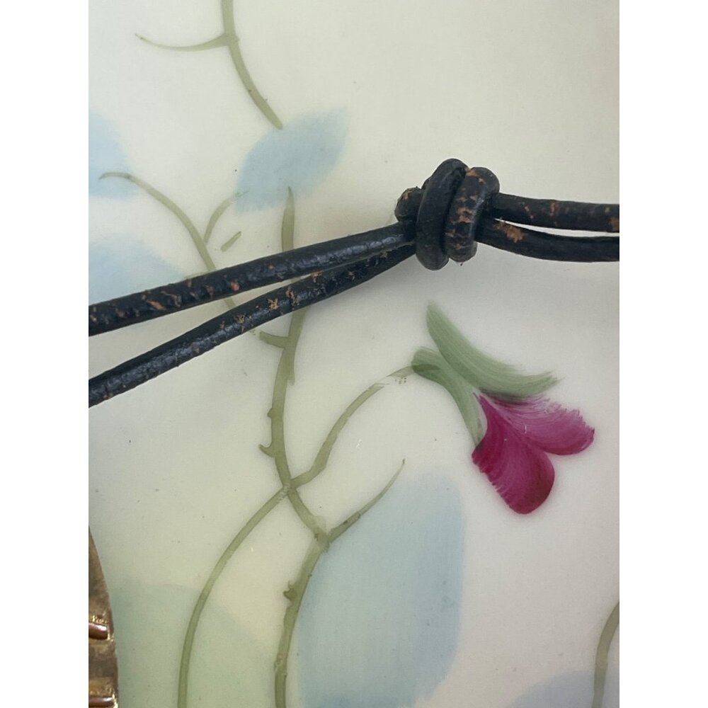 Vintage 60's Hippy Brass Large Pendant Peace Sign Leather chord - Picture 4 of 14